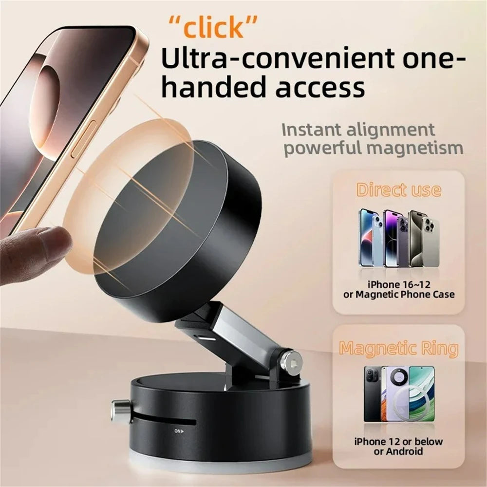 Magnetic Vacuum Phone Holder – Hands-Free, Ultra-Strong Grip (iPhone & Android)